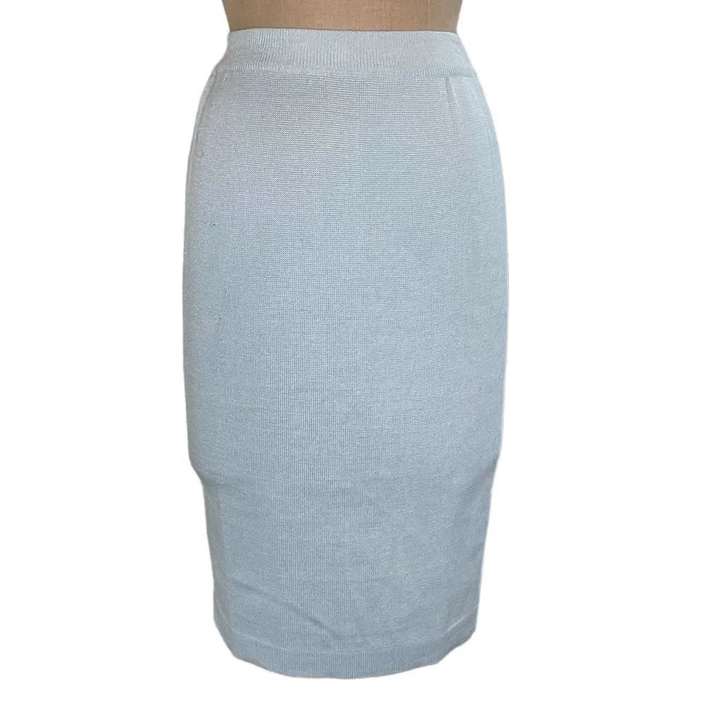 Pale blue knitted rayon midi skirt - Vintage Liz Claiborne